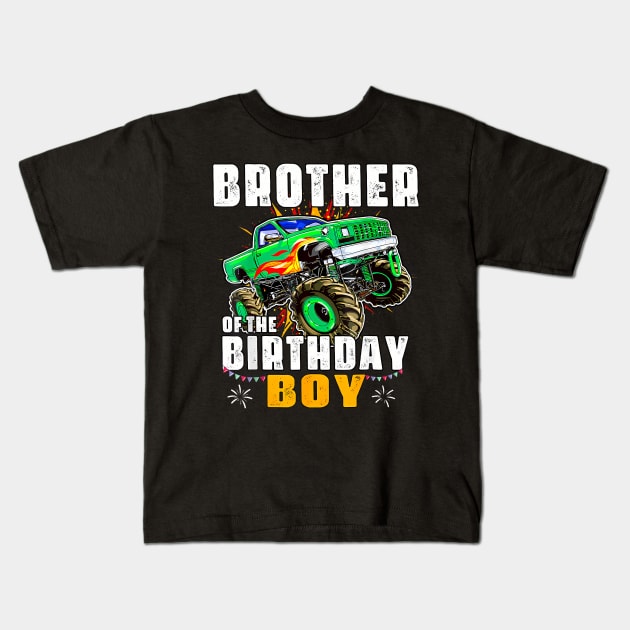 Monster Truck Family Matching Brother Of The Birthday Boy Kids T-Shirt by MaciGalloway3